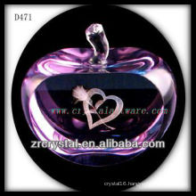 K9 3d Laser Crystal Apple with Purple Color